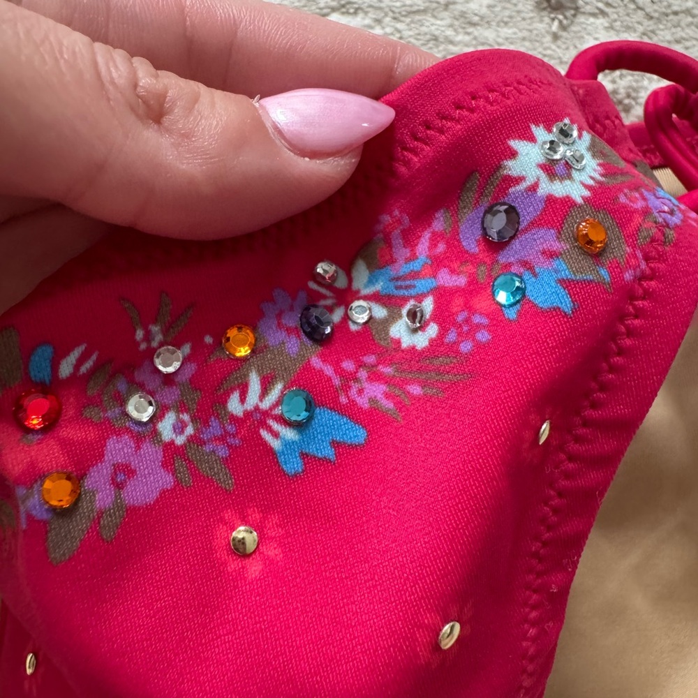 Victoria's Secret Pink Beaded Floral Bikini Bottom Medium - Picture 2 of 6